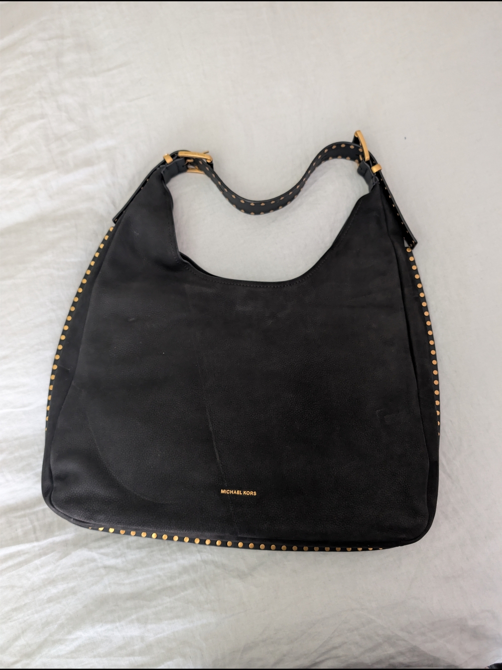 Michael Kors Black Suede Studded Hobo Bag Large NWT $558